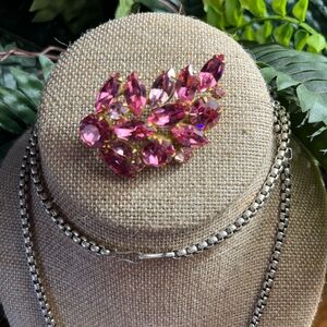 Chic Pink Gemstone Brooch signed Regency Vintage
